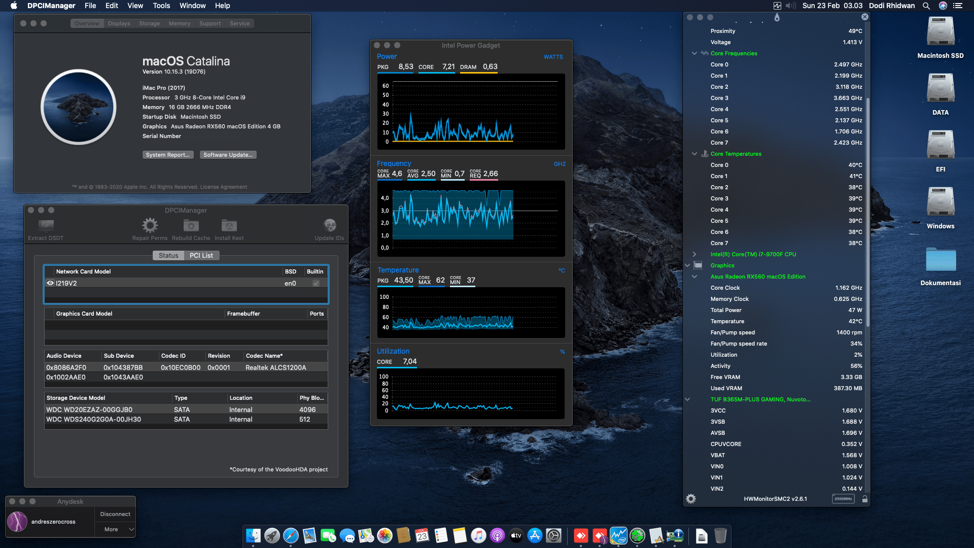 Success Hackintosh macOS Catalina 10.15.3 Build 19D76 in Asus TUF B365M-PLUS GAMING + Intel Core i7 9700F + Asus RX 560